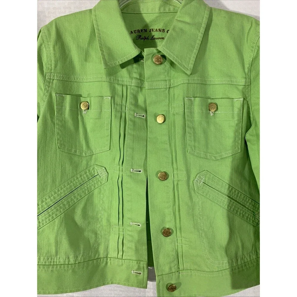 Ralph Lauren Lime Green Denim Jean Jacket - Picture 2 of 5
